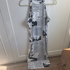 Newspaper Print Midi Dress